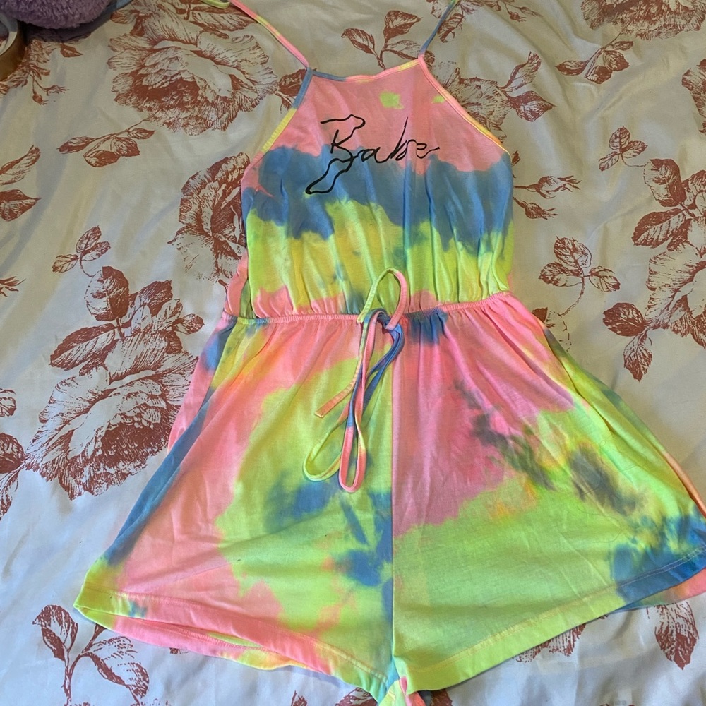 Tie dye halter top jumpsuit